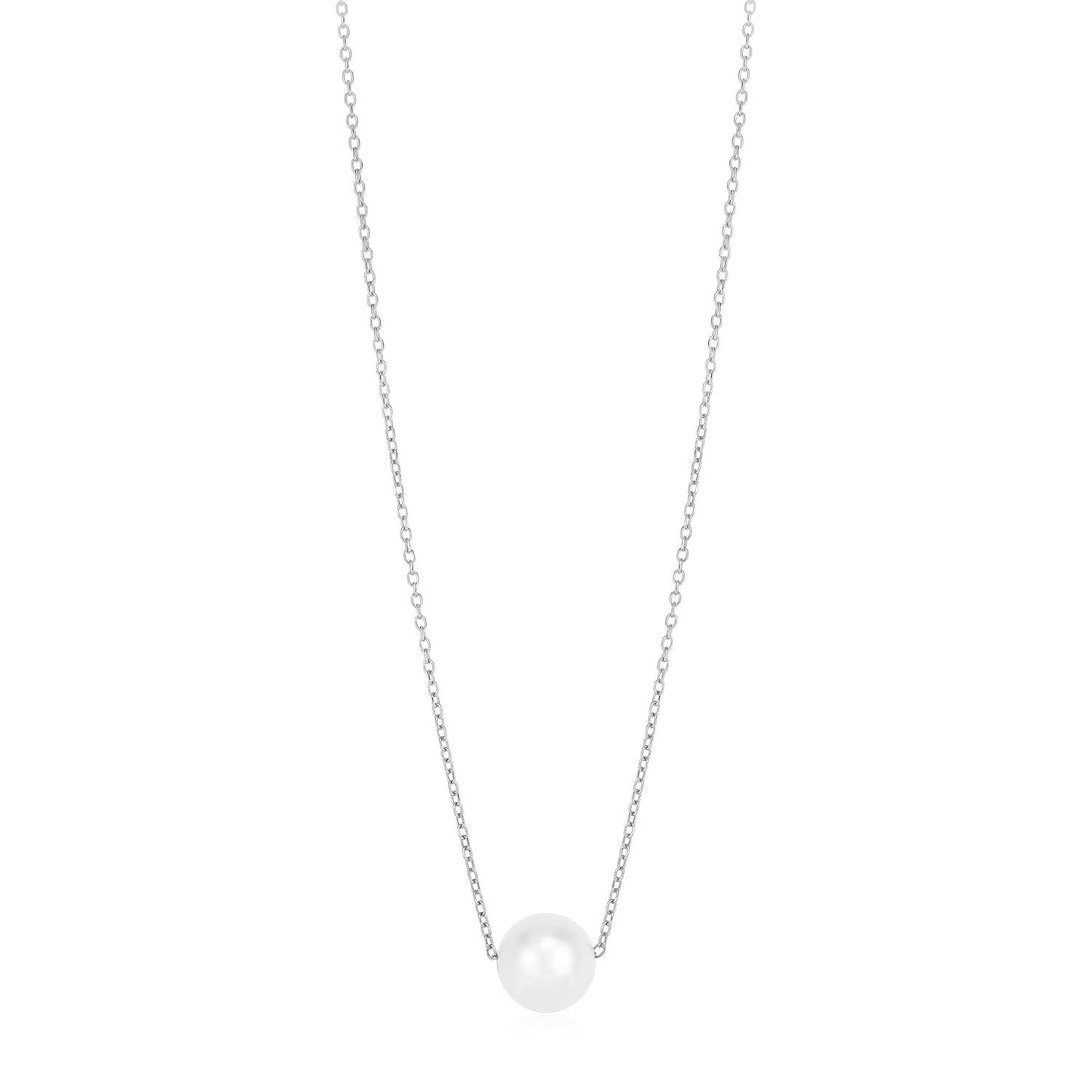 14k White Gold Pearl Solitaire Necklace - Alexandria Jewelry & Company Beverly Hills