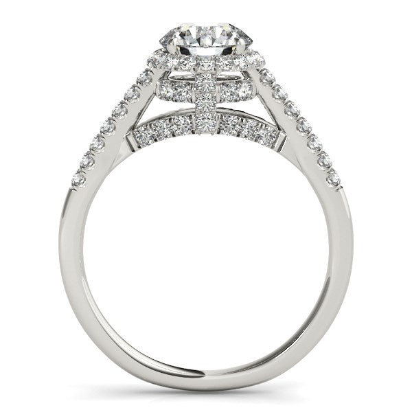 14k White Gold Round Cut Pave Set Shank Diamond Engagement Ring (1 3/8 cttw) - Alexandria Jewelry & Company Beverly Hills