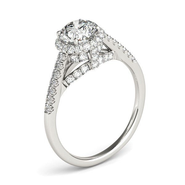 14k White Gold Round Cut Pave Set Shank Diamond Engagement Ring (1 3/8 cttw) - Alexandria Jewelry & Company Beverly Hills