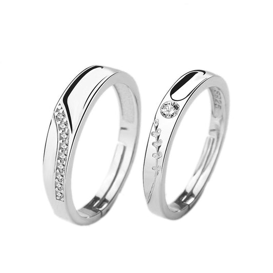 Classic CZ Leavess 925 Sterling Silver Adjustable Promise Ring