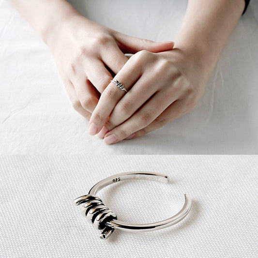 Fashion Vintage Twisted Knot Solid 925 Sterling Silver Adjustable Ring Women