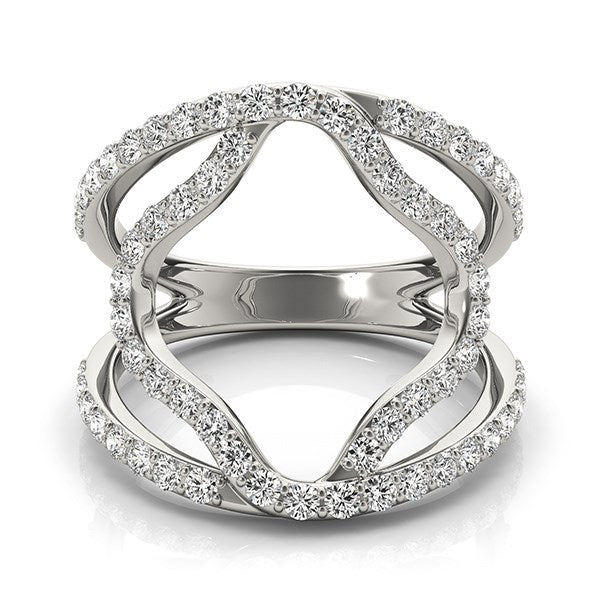 14k White Gold Diamond Flower Style Dual Band Ring (5/8 cttw) - Alexandria Jewelry & Company Beverly Hills