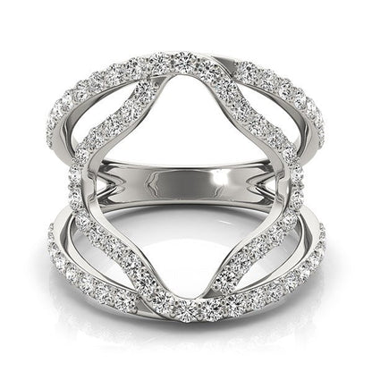 14k White Gold Diamond Flower Style Dual Band Ring (5/8 cttw) - Alexandria Jewelry & Company Beverly Hills