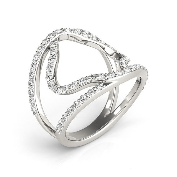 14k White Gold Diamond Flower Style Dual Band Ring (5/8 cttw) - Alexandria Jewelry & Company Beverly Hills
