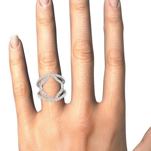 14k White Gold Diamond Flower Style Dual Band Ring (5/8 cttw) - Alexandria Jewelry & Company Beverly Hills