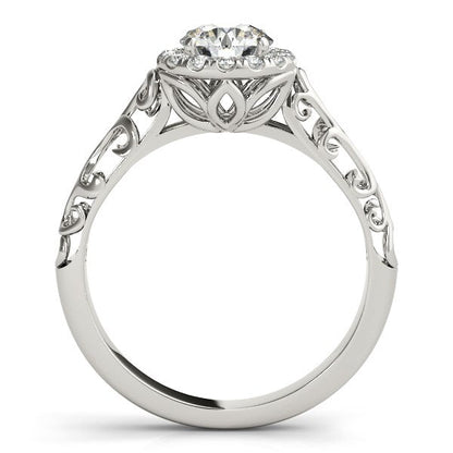 14k White Gold Halo Antique Style Round Diamond Engagement Ring (5/8 cttw) - Alexandria Jewelry & Company Beverly Hills
