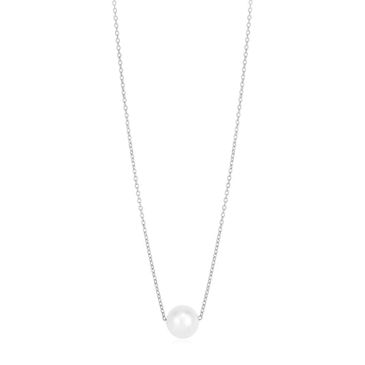 14k White Gold Pearl Solitaire Necklace - Alexandria Jewelry & Company Beverly Hills