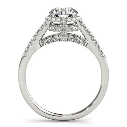 14k White Gold Round Cut Pave Set Shank Diamond Engagement Ring (1 3/8 cttw) - Alexandria Jewelry & Company Beverly Hills