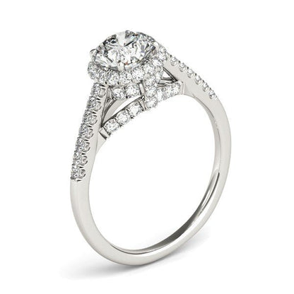 14k White Gold Round Cut Pave Set Shank Diamond Engagement Ring (1 3/8 cttw) - Alexandria Jewelry & Company Beverly Hills