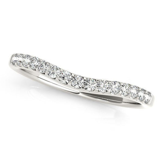 14k White Gold Round Pave Setting Curvy Diamond Wedding Band (1/4 cttw) - Alexandria Jewelry & Company Beverly Hills