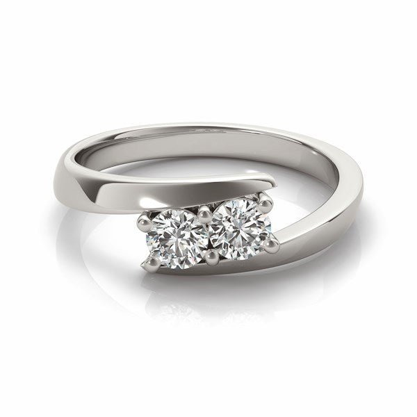 14k White Gold Round Two Stone Common Prong Diamond Ring (1/2 cttw) - Alexandria Jewelry & Company Beverly Hills