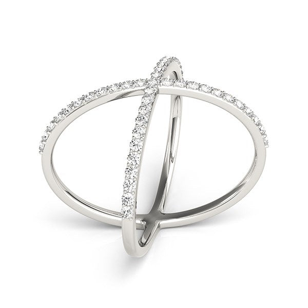 14k White Gold X Style Thin Ring with Diamonds (1/2 cttw) - Alexandria Jewelry & Company Beverly Hills
