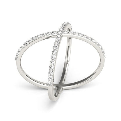 14k White Gold X Style Thin Ring with Diamonds (1/2 cttw) - Alexandria Jewelry & Company Beverly Hills