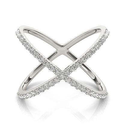 14k White Gold X Style Thin Ring with Diamonds (1/2 cttw) - Alexandria Jewelry & Company Beverly Hills