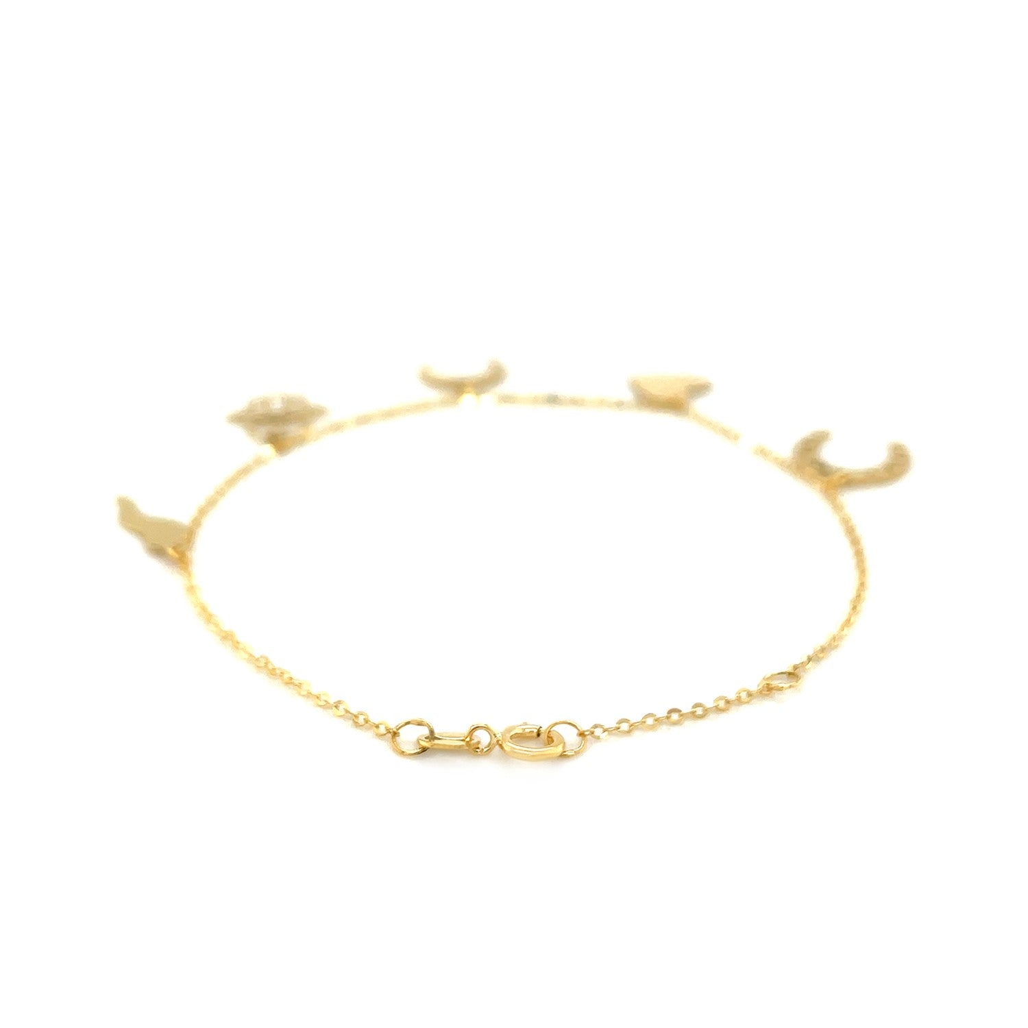 14k Yellow Gold 7 inch Bracelet with Polished Charms - Alexandria Jewelry & Company Beverly Hills