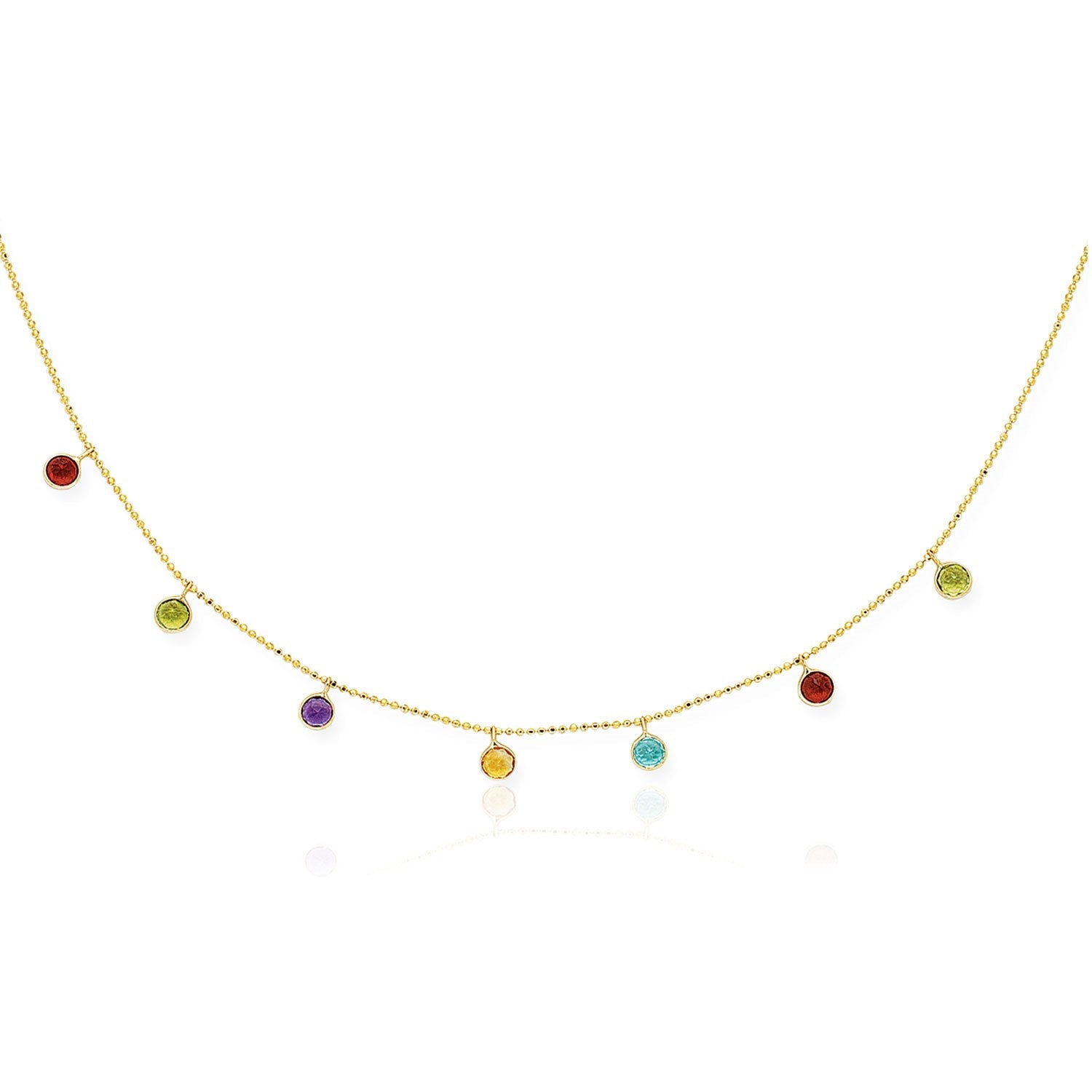 14k Yellow Gold Cable Chain Necklace with Round Multi-Tone Charms - Alexandria Jewelry & Company Beverly Hills