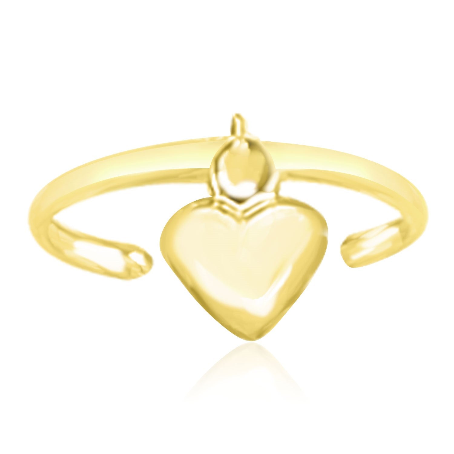 14k Yellow Gold Cuff Puffed Heart Toe Ring - Alexandria Jewelry & Company Beverly Hills