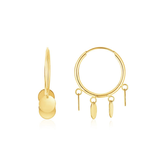 14K Yellow Gold Endless Circle Charm Huggie Hoop Earrings - Alexandria Jewelry & Company Beverly Hills