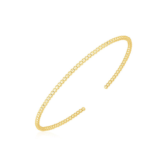 14k Yellow Gold High Polish Bead Cuff Bangle (2mm) - Alexandria Jewelry & Company Beverly Hills