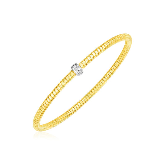 14k Yellow Gold Stretch Bangle with Diamonds - Alexandria Jewelry & Company Beverly Hills